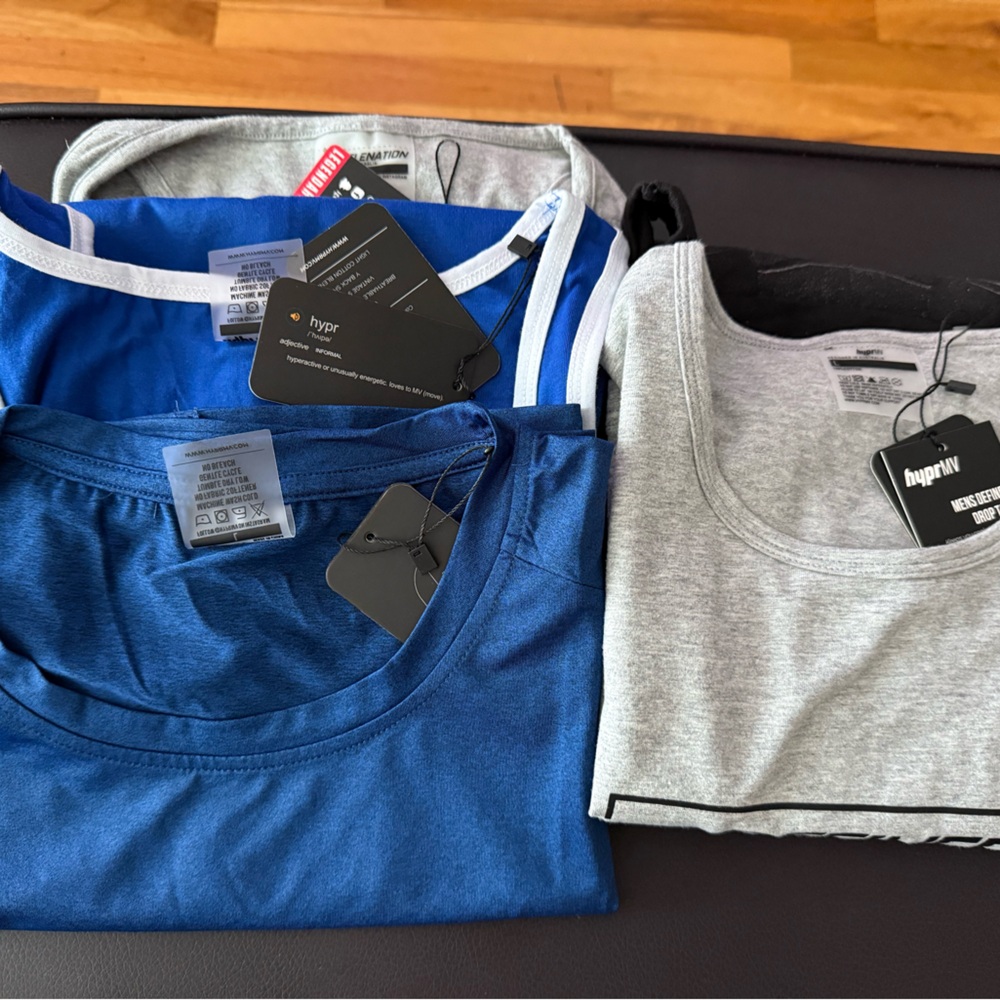Men's Blue and Gray Gym Tank-top Bundle